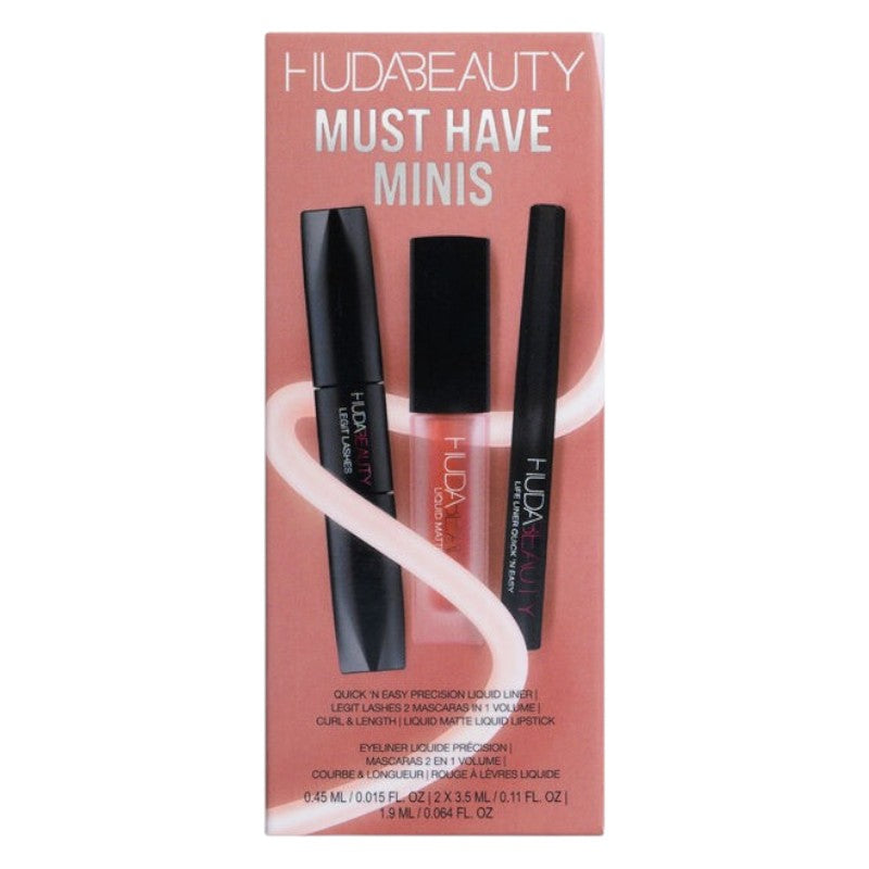 Huda Beauty Must-Have Minis – mini makeup set featuring top-selling lip and face products, perfect for travel and on-the-go makeup, available online in Pakistan