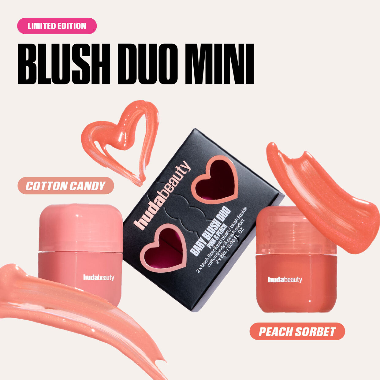 Huda Beauty | Baby Blush Duo Pink And Peach