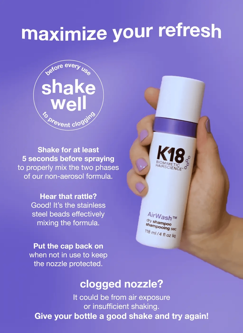 k18 | AirWash™ dry shampoo