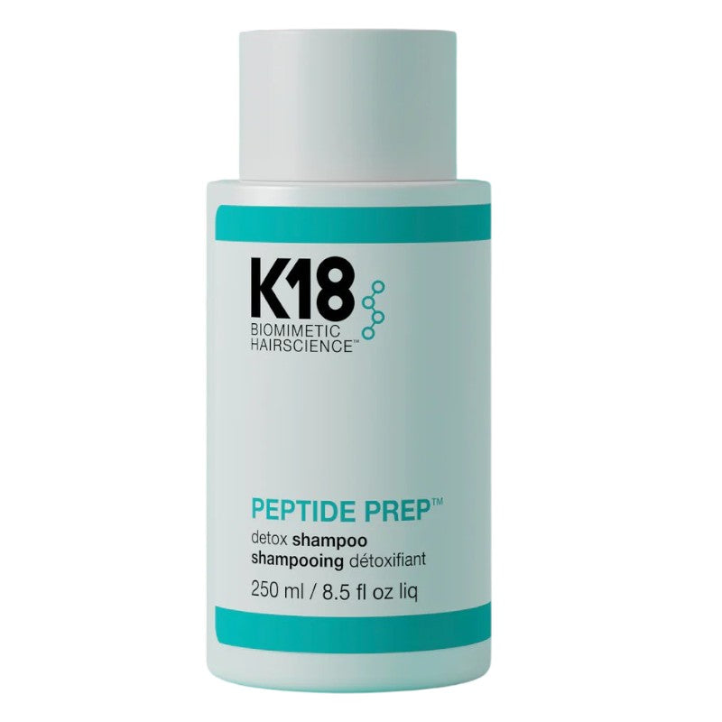 K18 PEPTIDE PREP™ Detox Shampoo – gentle, peptide-infused shampoo to cleanse and detoxify hair, restoring strength and shine, available online in Pakistan