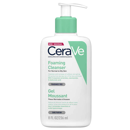 Buy CeraVe Foaming Facial Cleanser 236ml at best price in Pakistan – daily foaming face wash for normal to oily skin that removes excess oil and dirt, available online
