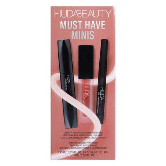 Huda Beauty Must-Have Minis – mini makeup set featuring top-selling lip and face products, perfect for travel and on-the-go makeup, available online in Pakistan
