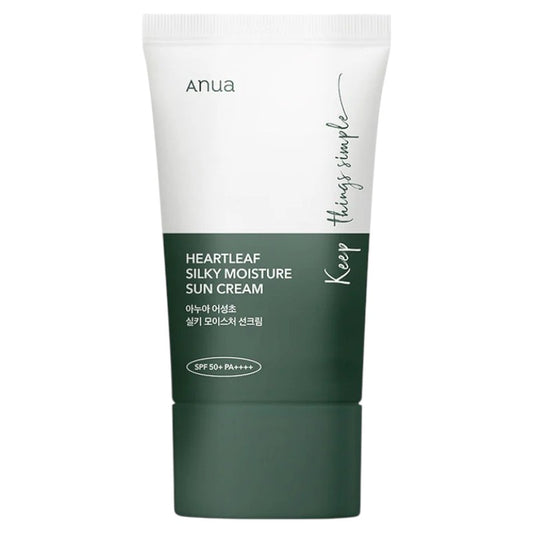 Authentic Anua Heartleaf Silky Moisture Sun Cream 50ml available online in Pakistan at Makeup by Unzilay – original Korean sunscreen with lightweight hydrating formula for sensitive skin and daily UV protection with cash on delivery nationwide.
