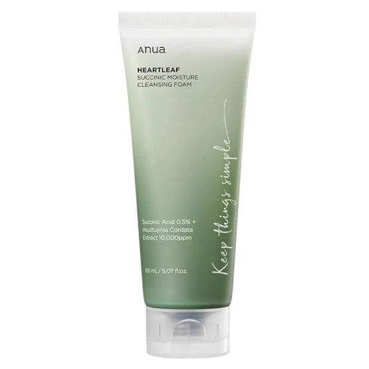 Authentic Anua Heartleaf Succinic Moisture Cleansing Foam available online in Pakistan at Makeup by Unzilay – original Korean foaming cleanser with heartleaf and succinic acid for hydrating, deep pore cleansing, and calming sensitive or acne-prone skin with cash on delivery nationwide.
