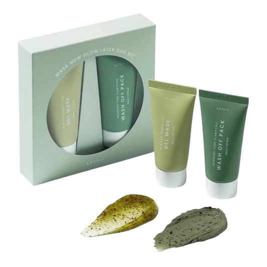 AXIS-Y Mask Now Glow Later Duo Set – Korean skincare mask duo for hydration, brightening, and glowing skin, perfect for revitalizing tired or dull skin in Pakistan