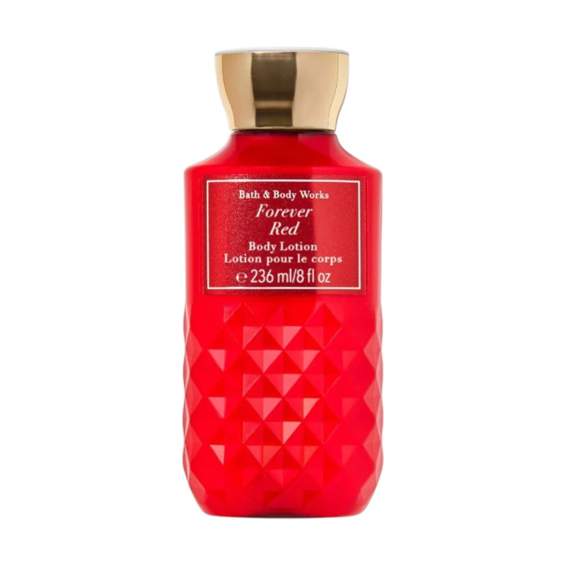 Bath & Body Works Forever Red Super Smooth Body Lotion 236ml – nourishing scented body lotion infused with shea butter, coconut oil and vitamin E, featuring fiery pomegranate, red peony, rich vanilla rum and oak wood fragrance, available in Pakistan
