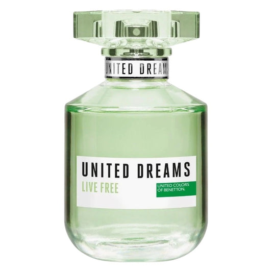 "Benetton United Dreams Live Free Women Eau De Toilette 80ml – long-lasting fresh floral fruity fragrance for women available in Pakistan."