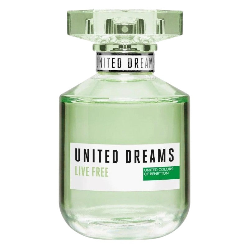 "Benetton United Dreams Live Free Women Eau De Toilette 80ml – long-lasting fresh floral fruity fragrance for women available in Pakistan."