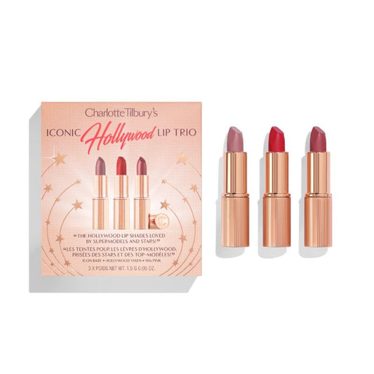 Charlotte Tilbury Charlotte's Iconic Hollywood Lip Trio – luxury lipstick set featuring three best-selling Hollywood shades for glamorous, long-lasting, and flawless lips, available online in Pakistan
