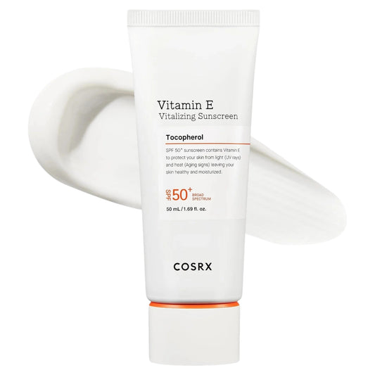 Cosrx Vitamin E Vitalizing Sunscreen SPF 50+ – Korean lightweight sunscreen with Vitamin E for UVA/UVB protection, hydration, and glowing skin in Pakistan