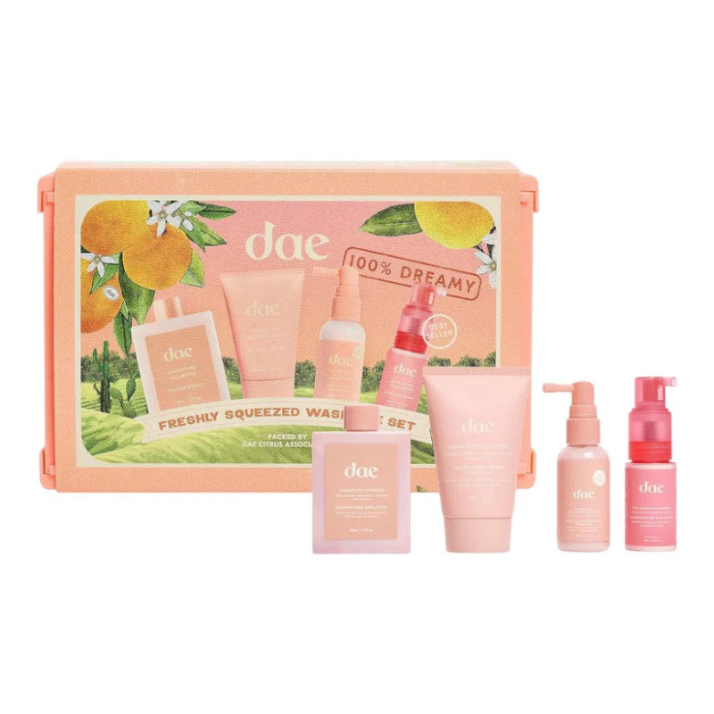 "DAE Freshly Squeezed Wash Set – premium hair and body wash set for a refreshing cleanse, available online in Pakistan at Makeup by Unzilay."