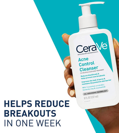 CeraVe | Acne Control Cleanser (Salicylic Acid) | acne-targeted