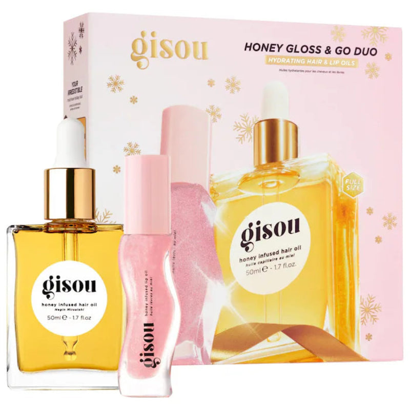 "Gisou Honey Gloss & Go Duo Value Set – premium honey-infused hair care duo for smooth and glossy hair, available online in Pakistan at Makeup by Unzilay."
