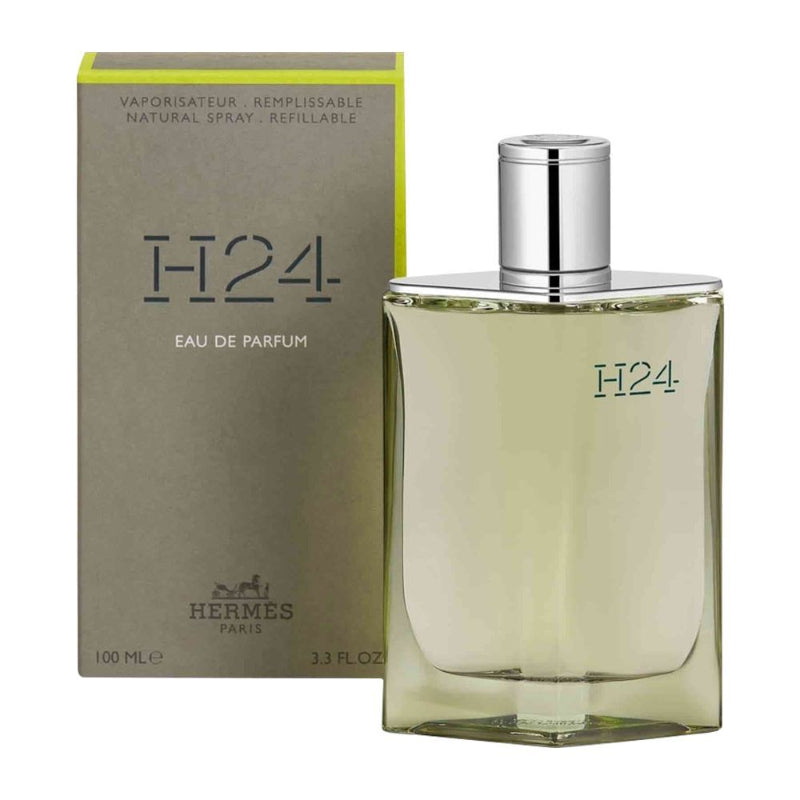 Hermès H24 Eau de Parfum for Men – woody aromatic fragrance with enveloping clary sage, dense oak moss and warm vibrant sclarene, offering a warm and sensual character, available in Pakistan