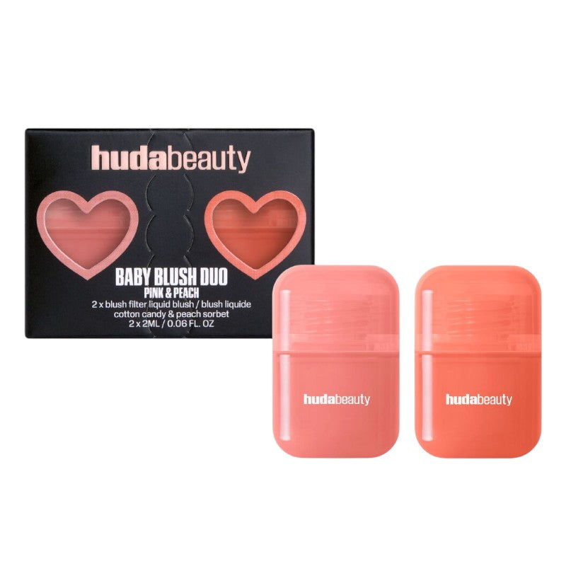 Huda Beauty Baby Blush Duo Pink And Peach – dual-shade blush for natural rosy and peachy glow, blendable and long-lasting, perfect for cheeks and face highlighting, available online in Pakistan
