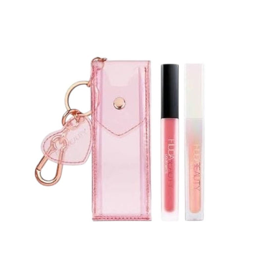 Huda Beauty Cherry Blossom Lip Set – lipstick and lip gloss set with soft pink shades for smooth, plump, and glossy lips, long-lasting formula, available online in Pakistan
