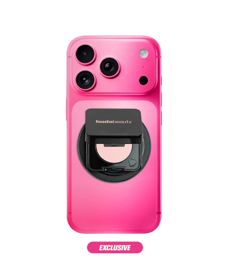 “Huda Beauty Easy Bake Pressed Powder Phone Grip – stylish makeup-themed phone grip accessory available in Pakistan”