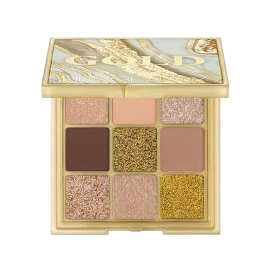 Huda Beauty Gold Obsessions Eyeshadow Palette – rich blend of gold matte and shimmer shades for professional eye looks, highly pigmented and long-lasting, available online in Pakistan

