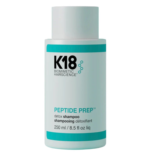 K18 PEPTIDE PREP™ Detox Shampoo – gentle, peptide-infused shampoo to cleanse and detoxify hair, restoring strength and shine, available online in Pakistan