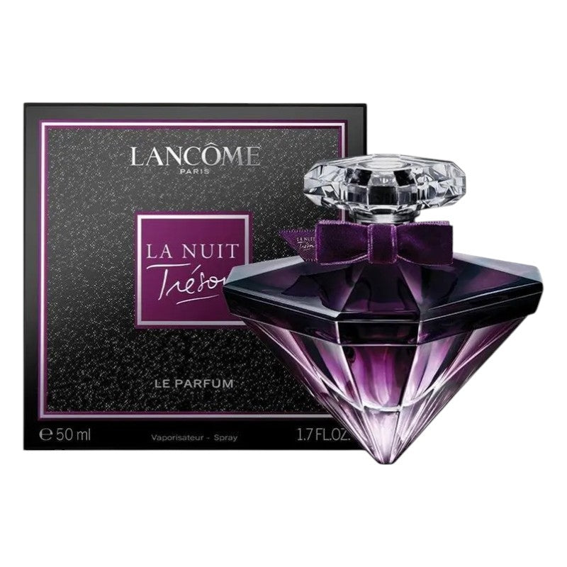 Lancôme La Nuit Trésor Eau de Parfum for Women – sensual gourmand floral fragrance with lychee, raspberry, Black Rose, vanilla orchid, praline, incense, patchouli and papyrus, available in Pakistan