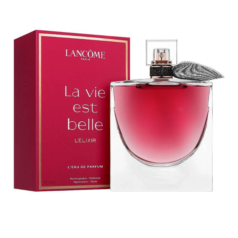 Lancôme La Vie Est Belle L’Elixir Eau de Parfum for Women – rich fruity floral gourmand fragrance with liquorous raspberry, Calabrian bergamot, velvety violet leaf, rose, cocoa butter, leather accord and Virginia cedarwood, available in Pakistan