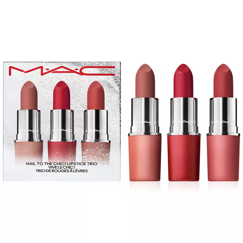 "MAC 3-Pc. Hail To The Chic! Lipstick Set – premium MAC lipstick gift set for women, available online in Pakistan at Makeup by Unzilay."