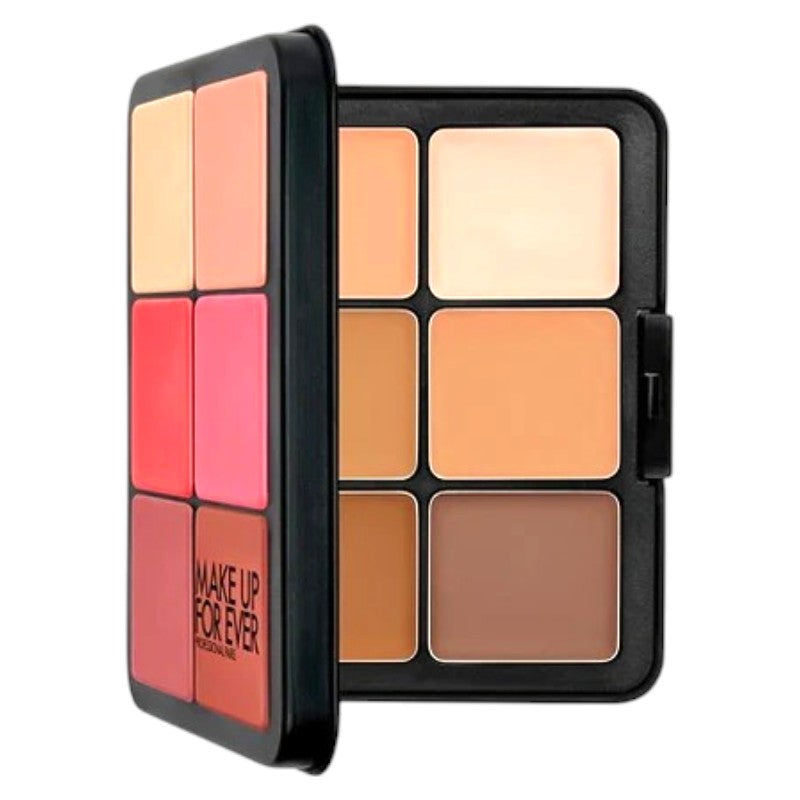“MAKE UP FOR EVER HD Skin Face Essentials Palette with Highlighter Light to Medium – all in one face palette for contour, blush, and highlight available in Pakistan”