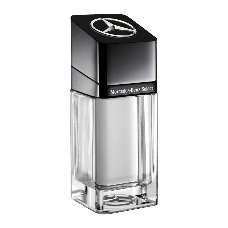 Mercedes-Benz Select Eau de Toilette for Men – woody chypre fragrance with fresh bergamot and blackcurrant, aromatic peppermint and apple, with ambrox, musk and patchouli base notes, available in Pakistan