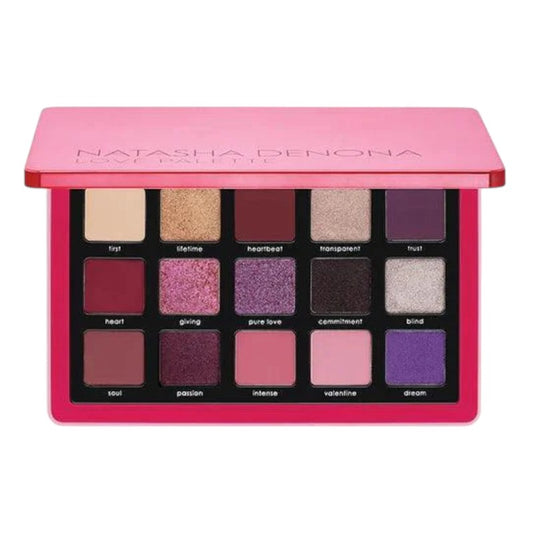 "Buy Natasha Denona Love Eyeshadow Palette in Pakistan – luxury palette with romantic pink, mauve & red tones for soft glam and bold eye looks."