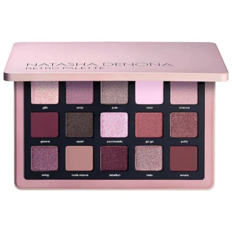 "Buy Natasha Denona Retro Eyeshadow Palette in Pakistan – luxury rose and mauve-toned palette with matte and shimmer finishes for romantic, soft glam, and bridal makeup looks."