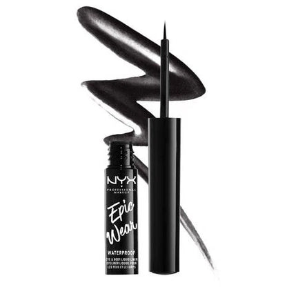“NYX Epic Wear Metallic Liquid Liner 01 Black Metal – long lasting waterproof metallic eyeliner for bold eye makeup available in Pakistan”