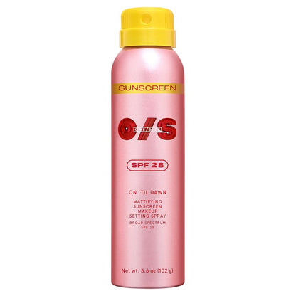 One/Size On Til Dawn Mattifying Sunscreen Makeup Setting Spray SPF 28 – lightweight mattifying setting spray with SPF 28, protects skin from sun, controls oil and shine, long-lasting makeup finish, available online in Pakistan
