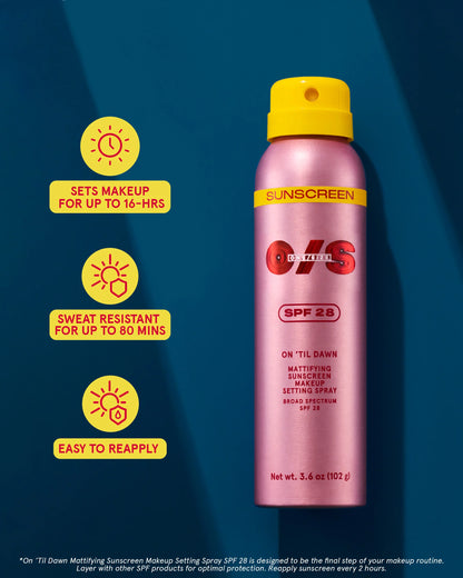 One/Size | On Til Dawn Mattifying Sunscreen Makeup Setting Spray SPF 28 Full-Sized