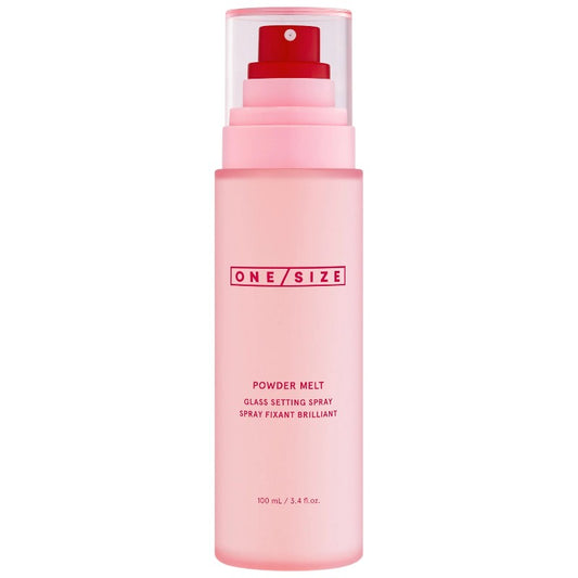 One/Size Powder Melt Glass Setting Spray – hydrating, radiant finish setting spray for dewy, glowing makeup, locks foundation for all-day wear, available online in Pakistan

