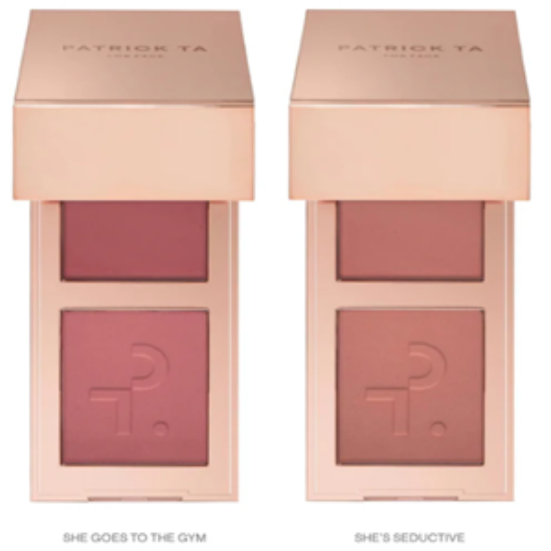 “PATRICK TA Mini Must-Have Major Headlines Double-Take Crème & Powder Blush Duo Set – cream and powder blush duo for radiant cheeks available in Pakistan”