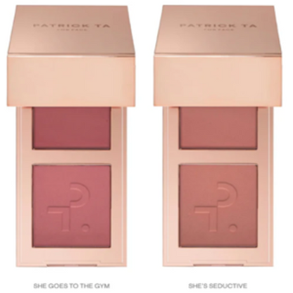 “PATRICK TA Mini Must-Have Major Headlines Double-Take Crème & Powder Blush Duo Set – cream and powder blush duo for radiant cheeks available in Pakistan”