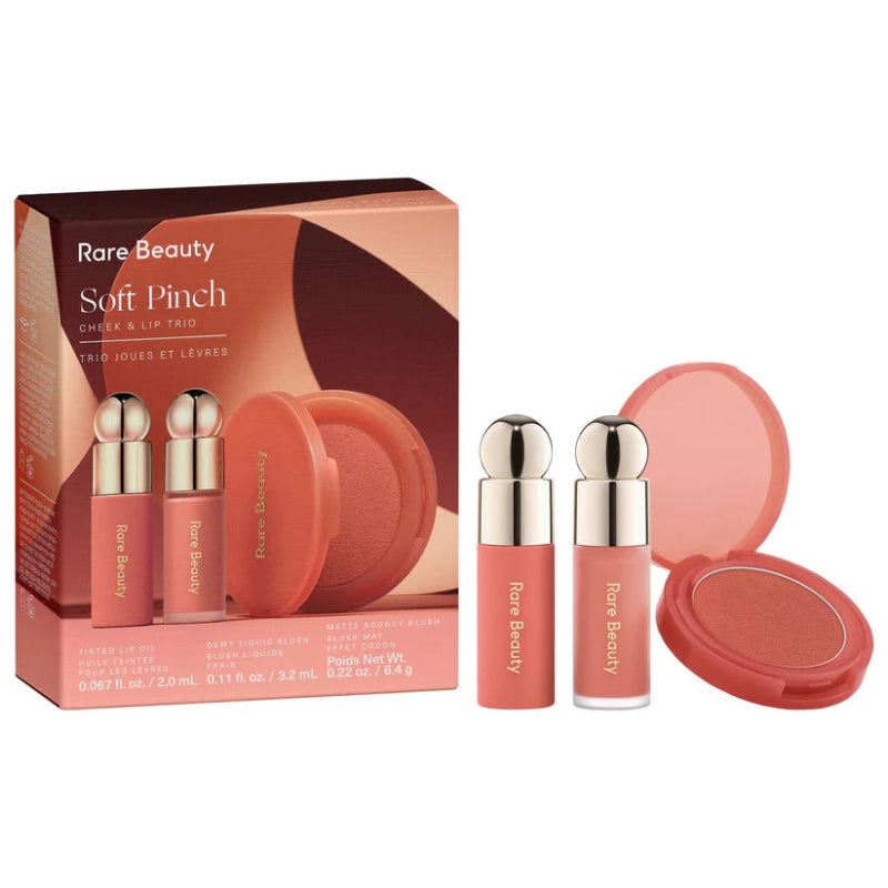"Rare Beauty Soft Pinch Cheek & Lip Trio Makeup Gift Set – premium blush and lip makeup set by Rare Beauty, available online in Pakistan at Makeup by Unzilay."