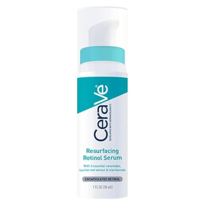 Buy CeraVe Resurfacing Retinol Serum at best price in Pakistan – lightweight serum that reduces post-acne marks, refines skin texture and supports anti-aging, available online
