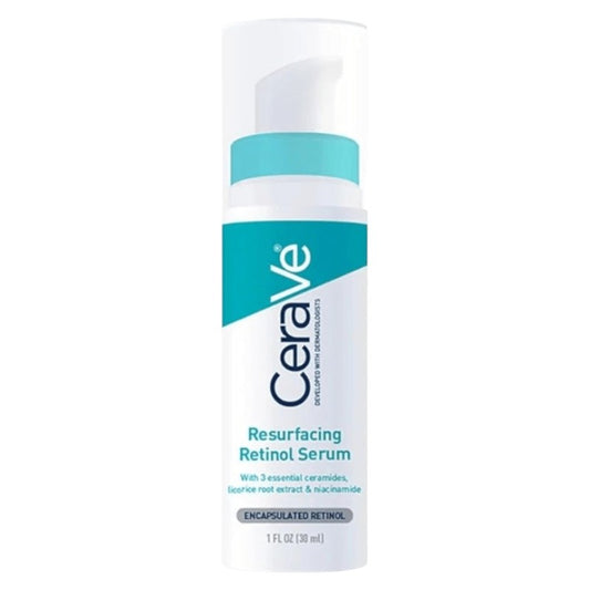 Buy CeraVe Resurfacing Retinol Serum at best price in Pakistan – lightweight serum that reduces post-acne marks, refines skin texture and supports anti-aging, available online
