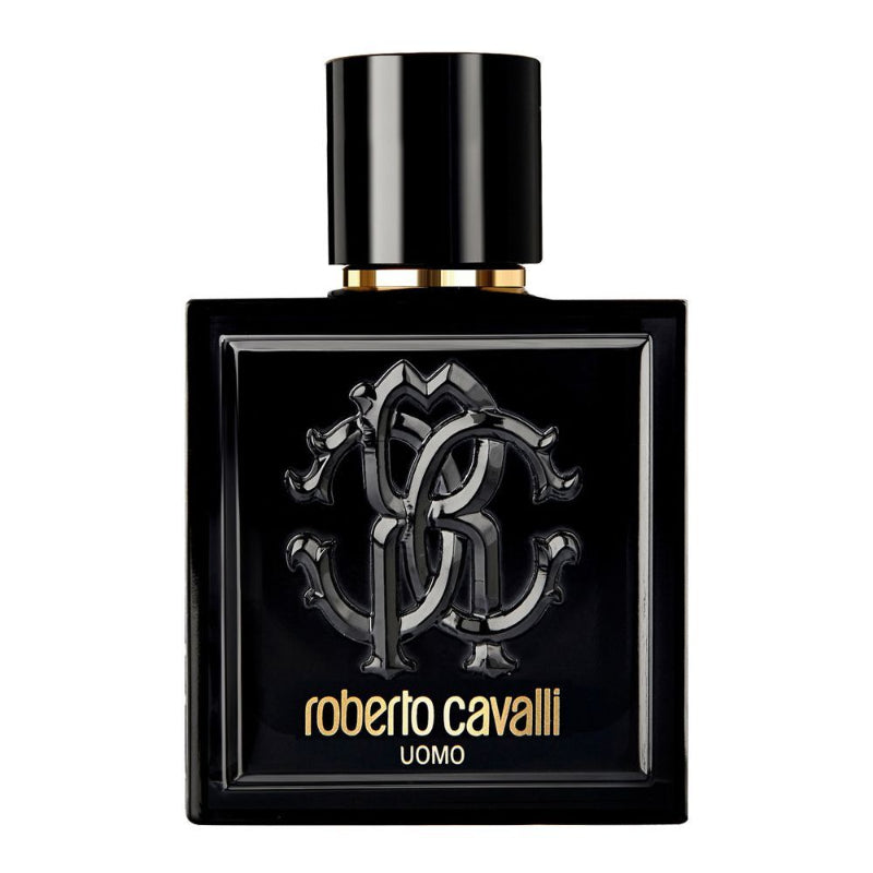 “Roberto Cavalli Uomo Eau de Toilette 100ml for Men – sophisticated men’s fragrance with violet, saffron, honey, lavender, tonka bean and cedarwood available in Pakistan”