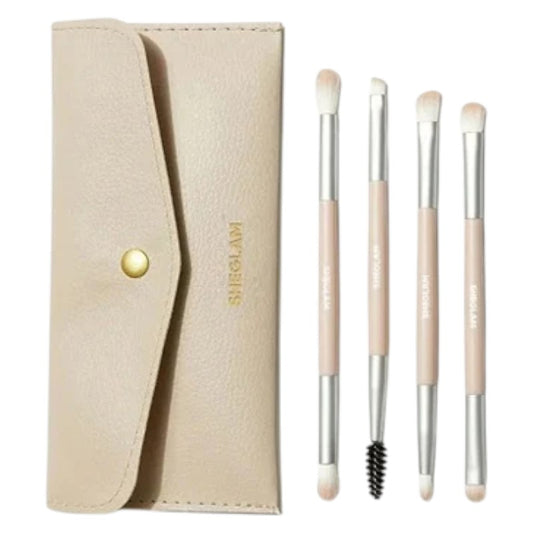 "Buy SHEGLAM Face Essentials Brush Set With Bag in Pakistan – original professional makeup brush set with travel-friendly bag for flawless application of face products."