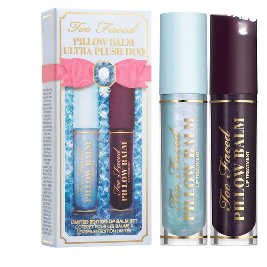 "Too Faced Ultra Plush Pillow Balm Lip Balm Duo – Hydrating lip balm set for soft, smooth lips"
