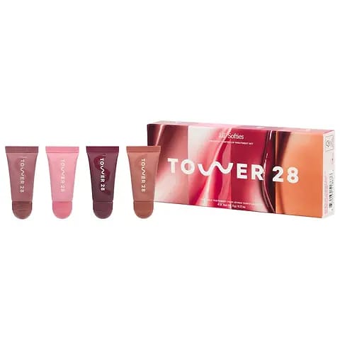 "Tower 28 Mini Tinted Lip Treatment Set – Hydrating mini lip treatments with a sheer tint for soft, nourished lips"
