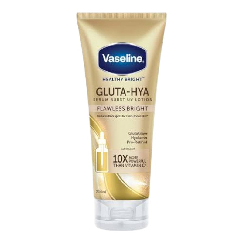 "Buy Vaseline Gluta-Hya Flawless Glow Serum-In-Lotion in Pakistan – brightening body lotion with GlutaGlow and Hyaluronic Acid for luminous, even-toned and deeply hydrated skin."