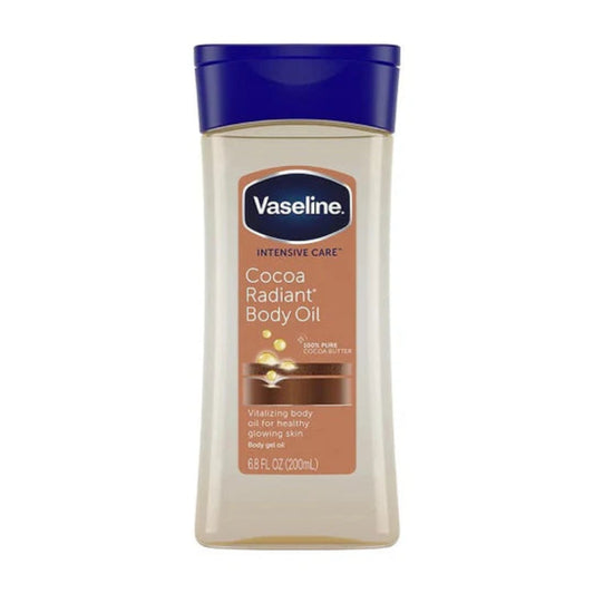 "Buy Vaseline Intensive Care Cocoa Radiant Gel Oil 200ml in Pakistan – moisturizing gel oil with pure cocoa butter for deep hydration and radiant, glowing skin."