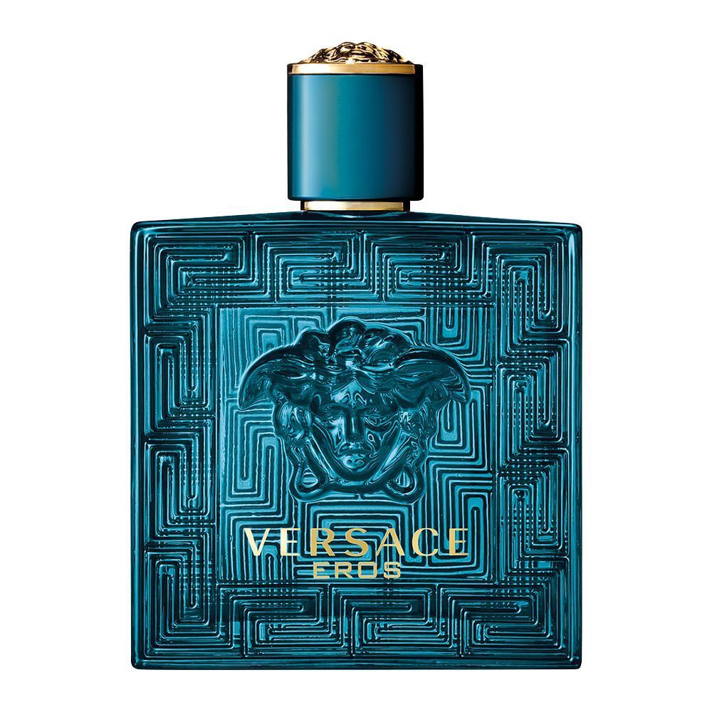 Versace Eros Eau de Parfum for Men – woody oriental fresh fragrance with Italian lemon, mandarin, mint, candied apple, geranium, clary sage, cedarwood, vetiver, patchouli, sandalwood and vanilla, available in Pakistan