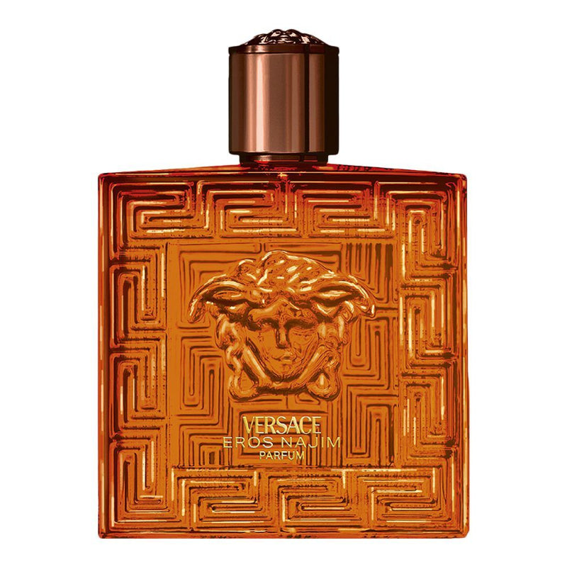 Versace Eros Najim Parfum for Men 50ml – aromatic and ambery fragrance with yellow mandarin, clary sage, saffron, cardamom, oud, cedarwood, caramel, patchouli, vetiver, incense and tonka bean, available in Pakistan
