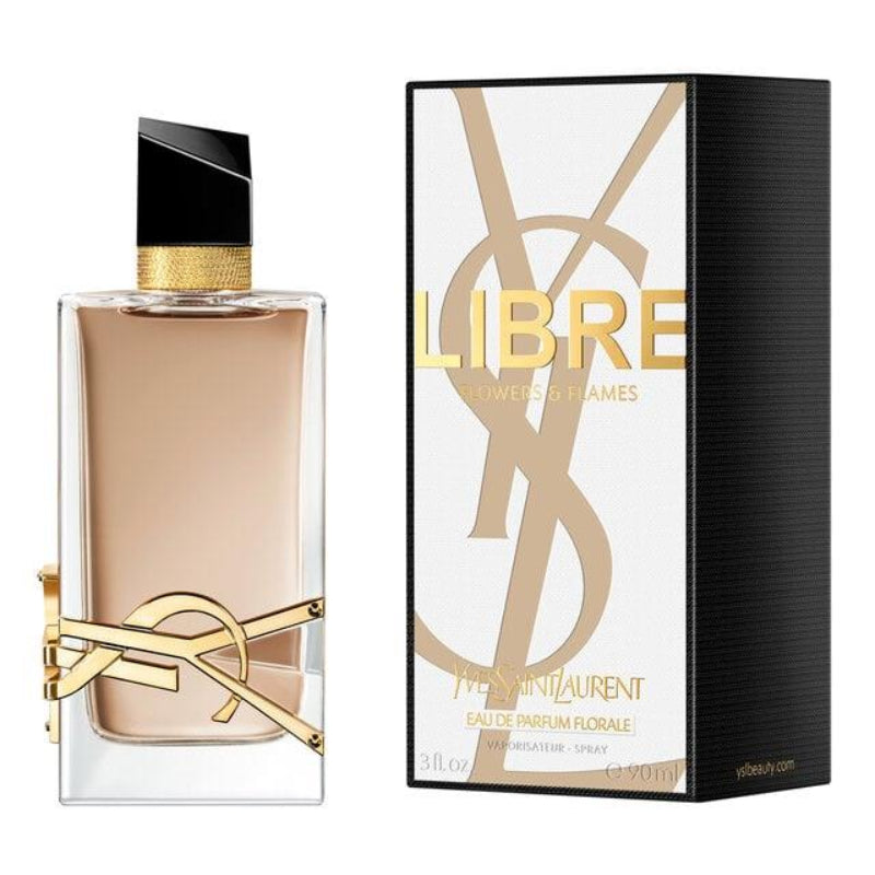 “YSL Libre Flowers & Flames Eau de Parfum 90ml for Women – warm and sensual floral fragrance with desert lily, coco palm flower, orange blossom and lavender available in Pakistan”